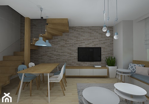 mieszkanie po dziadku - Duży szary salon z jadalnią, styl nowoczesny - zdjęcie od RedCubeDesign projektowanie wnętrz