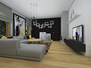 dom z kolorowym akcentem - Salon, styl nowoczesny - zdjęcie od RedCubeDesign projektowanie wnętrz