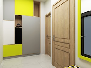 dom z kolorowym akcentem - Hol / przedpokój, styl nowoczesny - zdjęcie od RedCubeDesign projektowanie wnętrz
