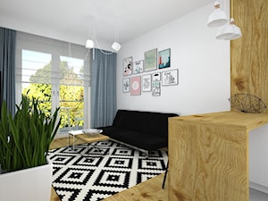 35-metrowe mieszkanko do wynajęcia - Średni biały salon z jadalnią z tarasem / balkonem, styl skandynawski - zdjęcie od RedCubeDesign projektowanie wnętrz