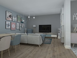 Średni biały szary salon z jadalnią, styl skandynawski - zdjęcie od RedCubeDesign projektowanie wnętrz