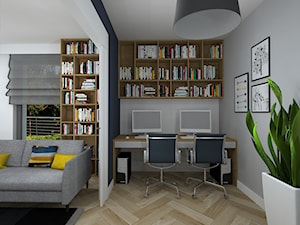 rowerowe mieszkanie - Średnie w osobnym pomieszczeniu z sofą szare biuro, styl nowoczesny - zdjęcie od RedCubeDesign projektowanie wnętrz
