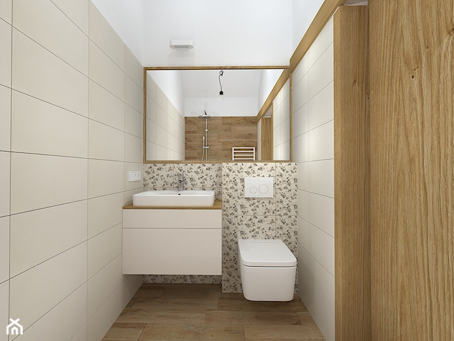 mieszkanie po dziadku - Średnia bez okna z lustrem łazienka, styl nowoczesny - zdjęcie od RedCubeDesign projektowanie wnętrz