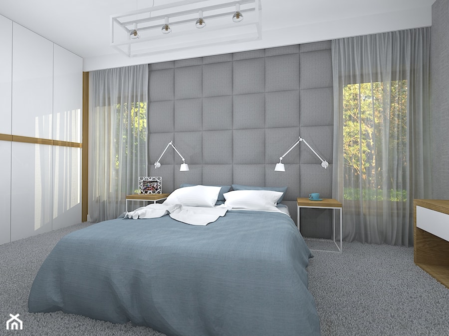 nowocześnie i przytulnie - dom w Kaliszu - Duża szara sypialnia, styl nowoczesny - zdjęcie od RedCubeDesign projektowanie wnętrz