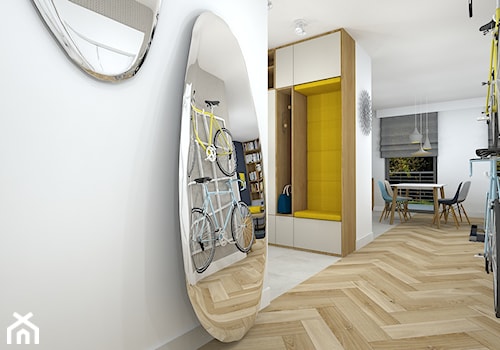 rowerowe mieszkanie - Średni z wieszakiem biały hol / przedpokój, styl nowoczesny - zdjęcie od RedCubeDesign projektowanie wnętrz