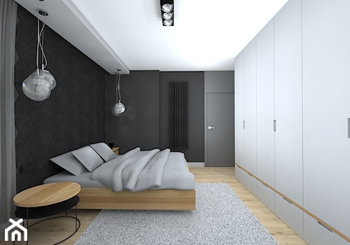 wszystkie odcienie grafitowej szarości - Średnia czarna sypialnia, styl nowoczesny - zdjęcie od RedCubeDesign projektowanie wnętrz