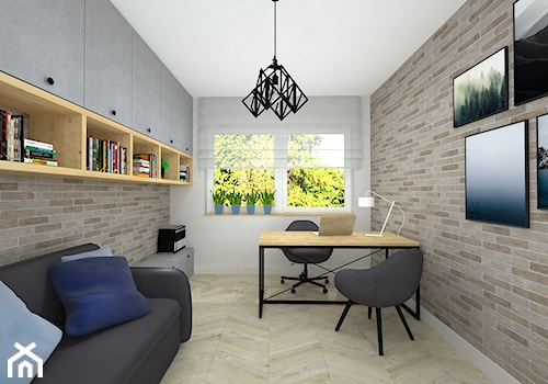 klasyka z nutką granatu - Średnie w osobnym pomieszczeniu z sofą białe biuro, styl nowoczesny - zdjęcie od RedCubeDesign projektowanie wnętrz