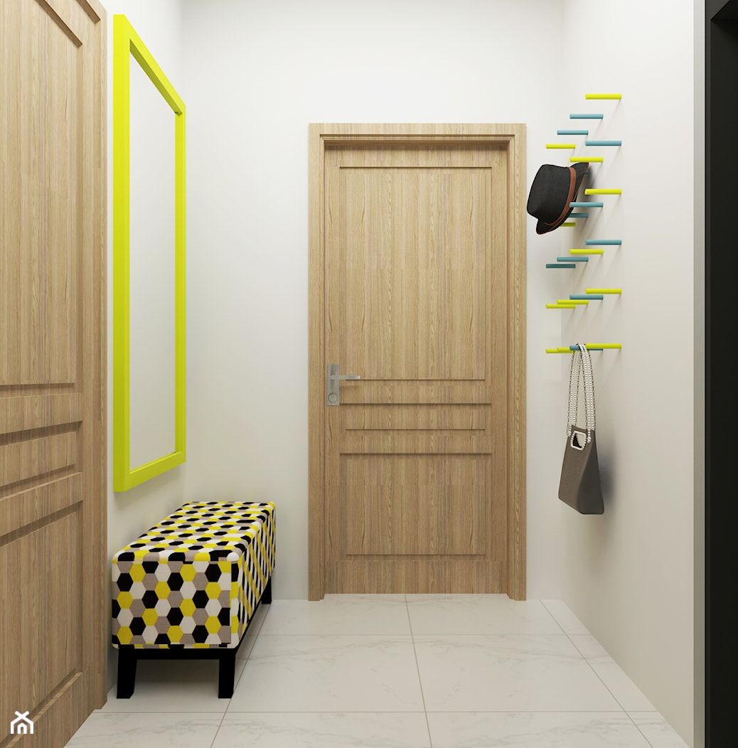 dom z kolorowym akcentem - Hol / przedpokój, styl nowoczesny - zdjęcie od RedCubeDesign projektowanie wnętrz - Homebook