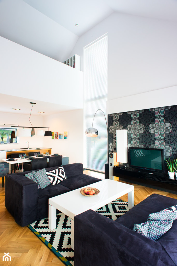 biało-czarny domek - Salon, styl minimalistyczny - zdjęcie od RedCubeDesign projektowanie wnętrz