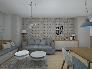 mieszkanie po dziadku - Średni szary salon z jadalnią, styl nowoczesny - zdjęcie od RedCubeDesign projektowanie wnętrz