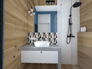 morska szeregówka w Tyńcu - Mała bez okna z punktowym oświetleniem łazienka, styl nowoczesny - zdjęcie od RedCubeDesign projektowanie wnętrz