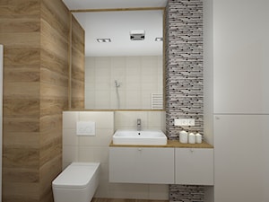 mieszkanie po dziadku - Średnia z lustrem z punktowym oświetleniem łazienka, styl nowoczesny - zdjęcie od RedCubeDesign projektowanie wnętrz