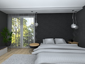 wszystkie odcienie grafitowej szarości - Średnia czarna sypialnia, styl nowoczesny - zdjęcie od RedCubeDesign projektowanie wnętrz