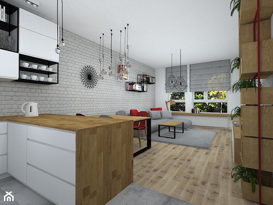 mieszkanie w loftowym klimacie - Salon, styl industrialny - zdjęcie od RedCubeDesign projektowanie wnętrz