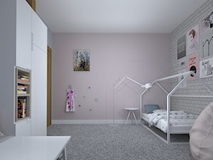 pokój dziecięcy na poddaszu - Duży różowy szary pokój dziecka dla dziecka dla chłopca dla dziewczynki, styl skandynawski - zdjęcie od RedCubeDesign projektowanie wnętrz