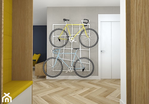 rowerowe mieszkanie - Duży beżowy szary hol / przedpokój, styl nowoczesny - zdjęcie od RedCubeDesign projektowanie wnętrz