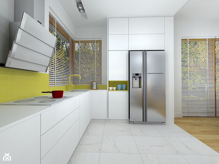 dom z kolorowym akcentem - Kuchnia, styl nowoczesny - zdjęcie od RedCubeDesign projektowanie wnętrz