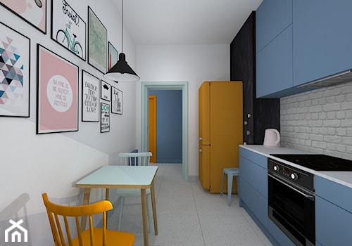mieszkanie w kamienicy - Średnia zamknięta biała z zabudowaną lodówką z lodówką wolnostojącą kuchnia jednorzędowa, styl nowoczesny - zdjęcie od RedCubeDesign projektowanie wnętrz