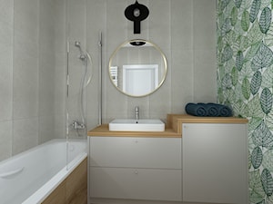 biało szara kawalerka do wynajęcia - Mała bez okna z lustrem łazienka, styl nowoczesny - zdjęcie od RedCubeDesign projektowanie wnętrz