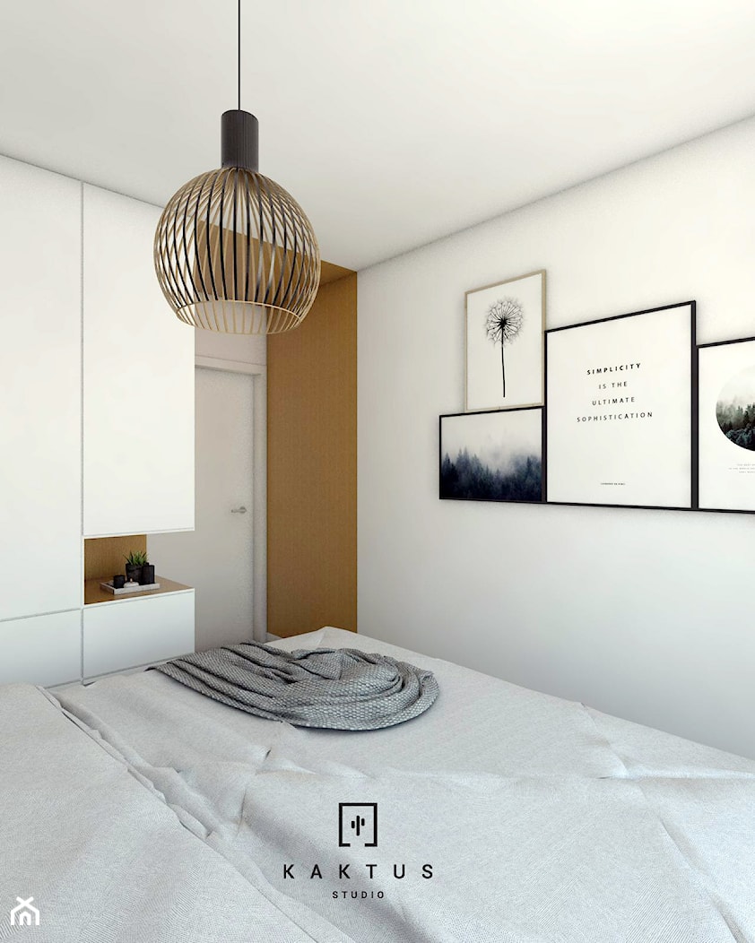 MIESZKANIE DLA DWOJGA W KRAKOWIE - Mała biała sypialnia, styl nowoczesny - zdjęcie od STUDIO KAKTUS - Homebook