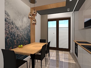 Kuchnia - Średnia zamknięta z salonem z zabudowaną lodówką z nablatowym zlewozmywakiem kuchnia jednorzędowa z oknem, styl nowoczesny - zdjęcie od Wnętrza Dabińska