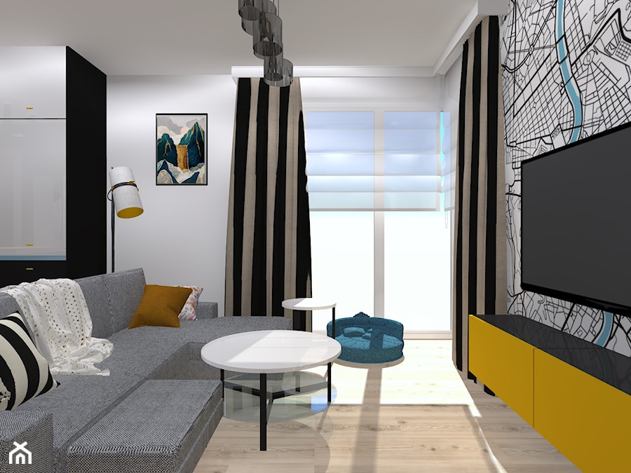 Nowoczesne mieszkanie z błękitem - Salon, styl nowoczesny - zdjęcie od Wnętrza Dabińska