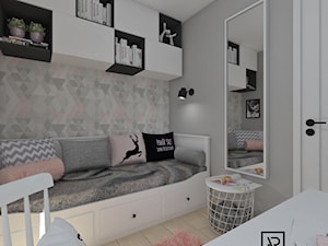 Pokój dziecięcy 5 - Mały szary pokój dziecka dla nastolatka dla dziewczynki, styl skandynawski - zdjęcie od Anna Romik Architektura Wnętrz