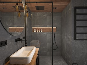 Łazienka 4 - Mała bez okna z marmurową podłogą z punktowym oświetleniem łazienka, styl industrialny - zdjęcie od Anna Romik Architektura Wnętrz