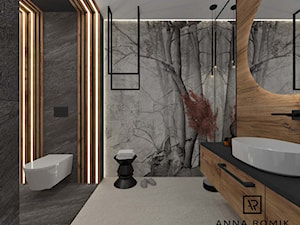 Łazienka 61 - Duża brązowa szara łazienka w domu jednorodzinnym, styl industrialny - zdjęcie od Anna Romik Architektura Wnętrz