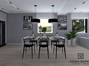 Kuchnia z salonem - Średni szary salon z kuchnią z jadalnią, styl nowoczesny - zdjęcie od Anna Romik Architektura Wnętrz