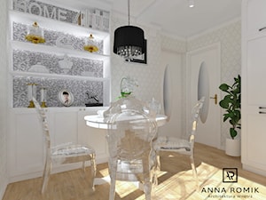 Kuchnia Glamour - Średnia beżowa biała jadalnia jako osobne pomieszczenie, styl glamour - zdjęcie od Anna Romik Architektura Wnętrz