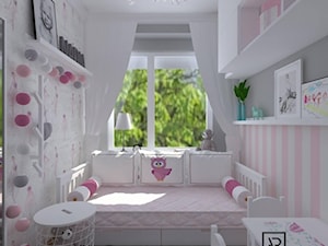 Pokój dziecięcy 2 - Mały różowy szary pokój dziecka dla dziecka dla dziewczynki, styl skandynawski - zdjęcie od Anna Romik Architektura Wnętrz