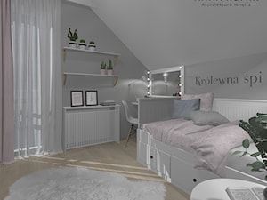 Pokój dziecięcy 10 - Średni szary pokój dziecka dla nastolatka dla dziewczynki, styl skandynawski - zdjęcie od Anna Romik Architektura Wnętrz