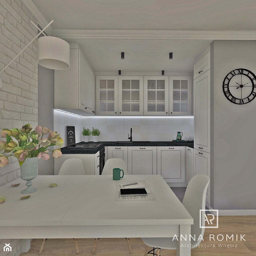 Salon z aneksem kuchennym 25 m2 - zdjęcie od Anna Romik Architektura Wnętrz - Homebook