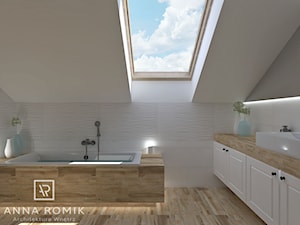 Łazienka 32 - Średnia na poddaszu łazienka z oknem, styl skandynawski - zdjęcie od Anna Romik Architektura Wnętrz