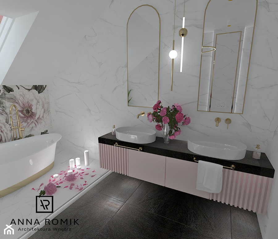 Łazienka, styl glamour - zdjęcie od Anna Romik Architektura Wnętrz