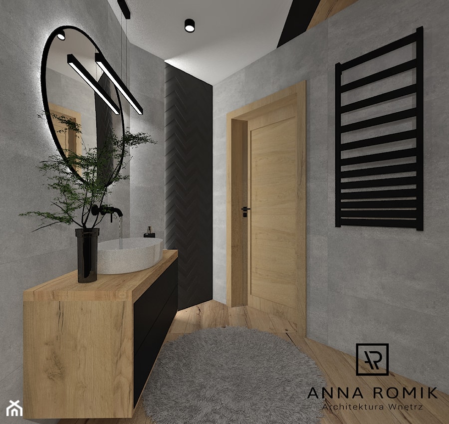 Łazienka 35 - Mała z lustrem łazienka, styl nowoczesny - zdjęcie od Anna Romik Architektura Wnętrz