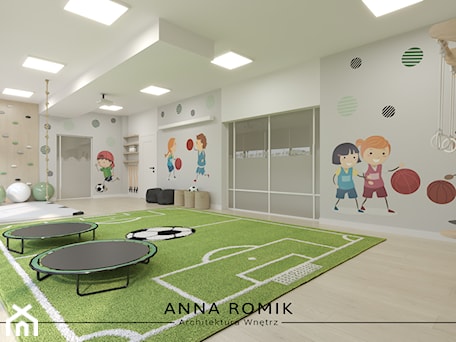 Aranżacje wnętrz - Wnętrza publiczne: Przedszkole - sala sportowa 1 - Anna Romik Architektura Wnętrz. Przeglądaj, dodawaj i zapisuj najlepsze zdjęcia, pomysły i inspiracje designerskie. W bazie mamy już prawie milion fotografii!