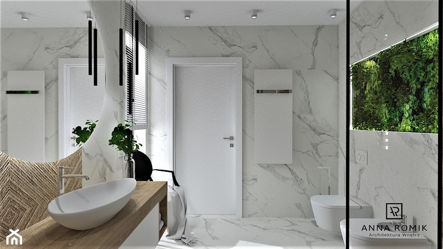 Łazienka 25 - Średnia z lustrem łazienka z oknem, styl nowoczesny - zdjęcie od Anna Romik Architektura Wnętrz