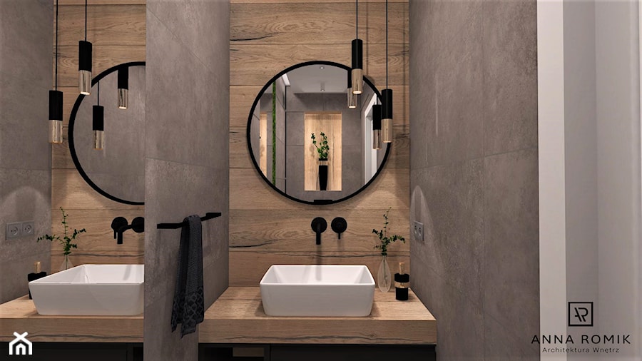Łazienka 9 - Średnia z lustrem łazienka, styl nowoczesny - zdjęcie od Anna Romik Architektura Wnętrz