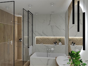 Łazienka 25 - Średnia biała łazienka bez okna, styl nowoczesny - zdjęcie od Anna Romik Architektura Wnętrz