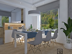 Salon z kuchnią 1 - Średnia biała jadalnia w kuchni, styl skandynawski - zdjęcie od Anna Romik Architektura Wnętrz