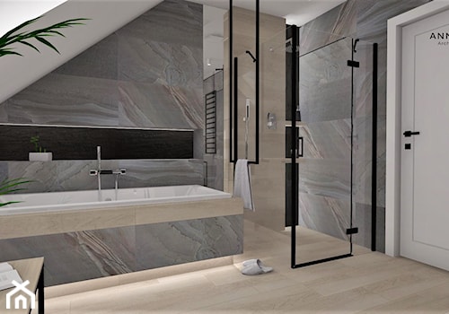 Łazienka 16 - Duża na poddaszu jako pokój kąpielowy łazienka, styl nowoczesny - zdjęcie od Anna Romik Architektura Wnętrz