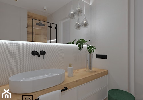 Łazienka 59 - Średnia z lustrem z punktowym oświetleniem łazienka, styl skandynawski - zdjęcie od Anna Romik Architektura Wnętrz