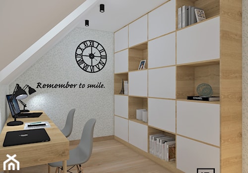 Biuro domowe - Średnie białe biuro, styl skandynawski - zdjęcie od Anna Romik Architektura Wnętrz