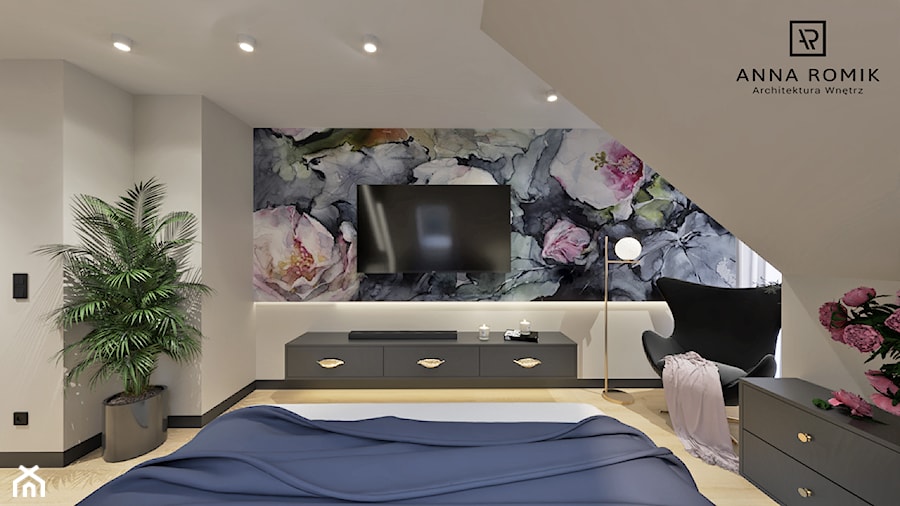 Sypialnia 21 - Sypialnia, styl nowoczesny - zdjęcie od Anna Romik Architektura Wnętrz
