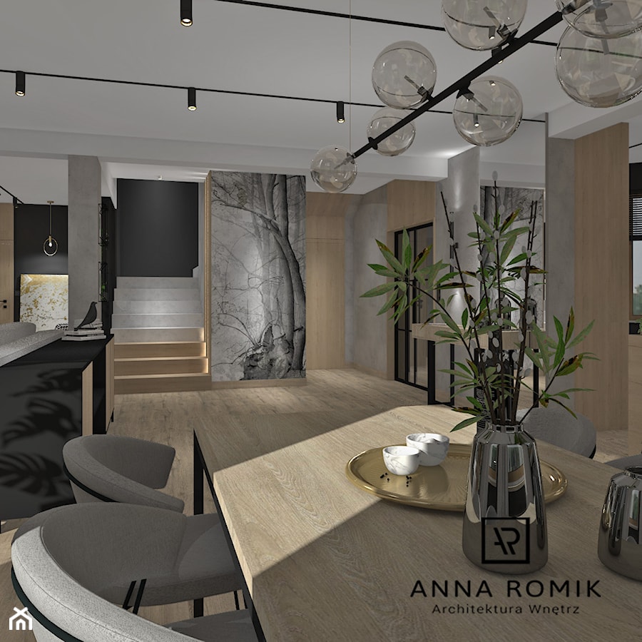 Salon z kuchnią 10 - Salon, styl industrialny - zdjęcie od Anna Romik Architektura Wnętrz