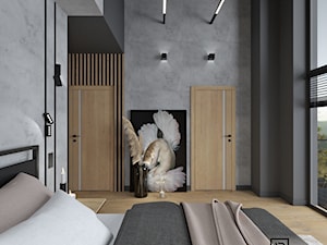 Sypialnia 12 - Duża szara sypialnia, styl nowoczesny - zdjęcie od Anna Romik Architektura Wnętrz