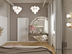Sypialnia 19 - Średnia beżowa szara sypialnia, styl glamour - zdjęcie od Anna Romik Architektura Wnętrz