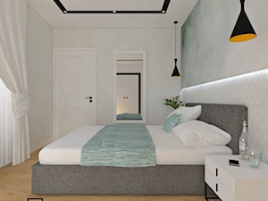 Sypialnia 1 - Średnia biała szara sypialnia, styl skandynawski - zdjęcie od Anna Romik Architektura Wnętrz